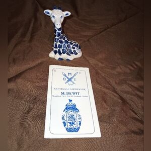 M Dewit Blue and White Ceramic Giraffe Figurine